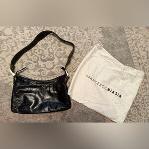 Francesco Biasia Glossy Black Shoulder Bag